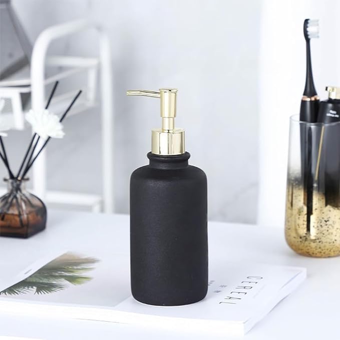 Urbane Home Liquid Soap Dispenser | Handwash Soap Dispenser | Soap Dispenser for Wash Basin | Shampoo Dispenser Bottle | Bathroom Dispenser Bottle | JY00231BK | 400 ml | Black