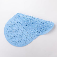 Kuber Industries Bath Mat | PVC Bathroom Mat | Shower Bath Mat | Floor Tub Mat | Bathroom Oval Mud Mat | Anti-Skid Shower Bathroom Mat | Q-02B |Pack of 2| Light Blue