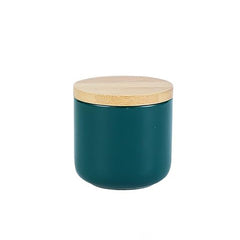 Kuber Industries 260ml Ceramic Jar for Kitchen Storage | Air-tight Container Set with Bamboo Lid | Multipurpose kitchen storage container for Snacks, Tea, Sugar | Green | Pack of 2
