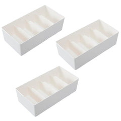 Kuber Industries Cloth Storage Box 4 GridDrawer Divider|Wardrobe Organizer For clothes-Pack of 3 (White)