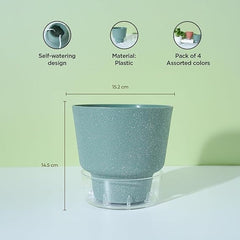 Kuber Industries Flower Pot | Flower Planter Pots for Indoor | Flower Pots for Outdoor | Pot for Garden & Balcony Flowering | Self Watering Flower Pot | P45-3..| Pack of 24 | Multi