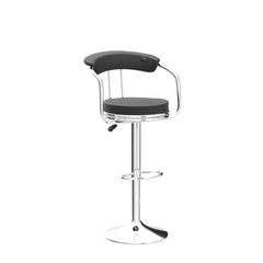 Kuber Industries Curvy Bar Stool Chair for Kitchen with PU Leather Seat Cushion, Footrest & 360 Swivel | 32 inch Height Adjustable High Chair for Breakfast Counter & Cafeteria | White & Chrome