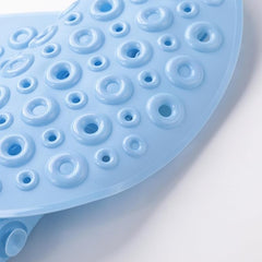 Kuber Industries Bath Mat | PVC Bathroom Mat | Shower Bath Mat | Floor Tub Mat | Bathroom Oval Mud Mat | Anti-Skid Shower Bathroom Mat | Q-02B |Pack of 2| Light Blue