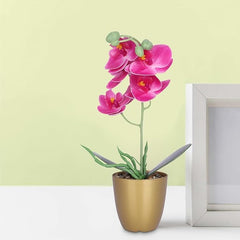 Kuber Industries Artificial Plants for Home D?cor|Natural Looking Indoor Fake Plants with Pot|Artificial Flowers for Decoration-Pack of 3 (Pink)
