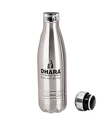 Kuber Industries Dhara Stainless Steel Water Bottle, 500ml, Silver