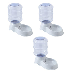 Kuber Industries Dog Food Bowl|Drinking Fountain Cat & Dog Bowl|Reusable,Durable|Bowl with Refillable Water Bottle|Stylish Dog Accessories for Indoor & Outdoor Use|LS147GR|3500ML|Grey (Pack of 3)