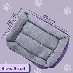 Kuber Industries Dog & Cat Bed|Super Soft Plush Top Pet Bed|Oxford Cloth Polyester Filling| Washable Dog Bed|Rectangular Cat Bed with Rise-Edge Pillow|QY036P-S|Purple(Pack of 4)