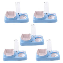 Kuber Industries Animal Feeding Plastic 2 in 1 Pet Bowls | Cat & Dog Bowl | Small/Medium Size Pet Feeding Bowl | Non-Toxic & 100% Safe for Pets (Pack of 5) | Blue