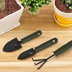 Kuber Industries Garden Tools|Small & Big Hand Trowels|Hand Cultivator|Hand Weeder & Fork Carbon Steel|SJ-5020|Comfortable & Easy Grip Handles|Set of 5|Green & Black (Pack of 3)