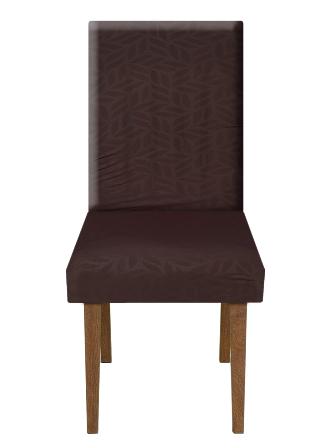 Heart Home Leaf Printed Elastic Stretchable Polyster Chair Cover for Home, Office, Hotels, Wedding Banquet (Brown)-50HH0999