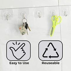 Kuber Industries Hooks for Wall | ABS | Durable & Rust-Proof for Bathroom, Kitchen | Wall Hooks for Doors & Closets| Pack of 10 |Transparent