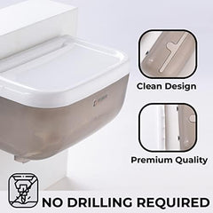 Kuber Industries Tissue Paper Holder & Storage Shelf|Premium ABS|Multipurpose Kitchen & Bathroom Organizer Durable & Sturdy|Clean & Minimalist Design|TPH001|Pack of 2|Black
