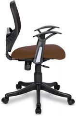 Kuber Industries Ergonomic Revolving Office Chairs for Work From Home | Comes with Manual Height Adjustable, Armrest & Lumbar Support | Comfy Study Chair for Students with Wheels | Black & Brown Seat