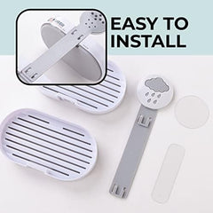 Homestic Pack of 4 Two Tier Hanging Soap Case|Self Adheshive Waterproof Drainage Design|Space Optimizing|Multi Utility Sink Organizers|CM02|White