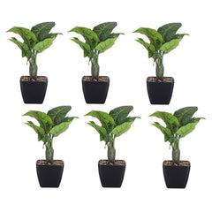 Kuber Industries Artificial Plants for Home Décor|Natural Looking Indoor Fake Plants with Pot|Artificial Flowers for Decoration-Pack of 6 (Green)