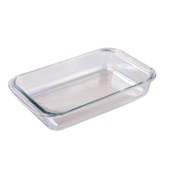 Heart Home 1000 ml Borosilicate Glass Baking Tray | Transparent Microwave Oven Safe Utensils | Rectangular Bread Moulds for Baking | Dishwasher & Freezer Safe | Multipurpose use Serving Tray