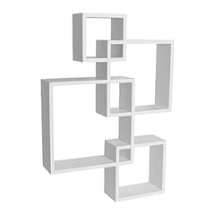 Kuber Industries Wooden 4 Intersecting Wall Mount Wooden Wall Shelf for Bedroom & Living Room | DIY Assembly Book Shelves for Home Library | Wall Rack Shelf for Decor | White