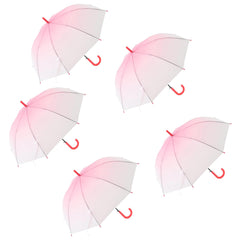 Kuber Industries Transparent Umbrella For Men & Women|Automatic Umbrella For Rain-Pack of 5 (Pink)