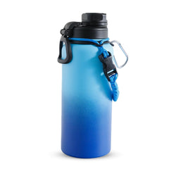 Kuber Industries Water Bottle | Steel Water Bottle for Daily Use | Vacuum Insulated Flask Water Bottle with Rope | Hot & Cold Water Bottle | 960 ML | LX-230608 | Pack of 4 | Black & Gray