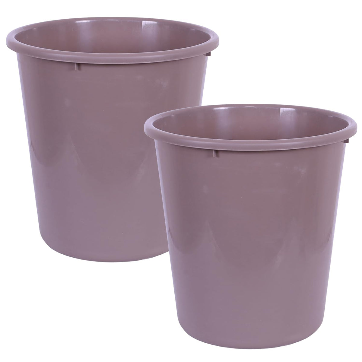 Heart Home Dustbin | Open Dustbin | Plastic Garbage Dustbin | Dustbin For Kitchen | Dustbin For Bathroom | Office Dustbin | Plain Sada Dustbin | 7 LTR | 066 | Pack of 2 | Brown