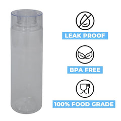 Kuber Industries BPA Free Plastic Water Bottles | Breakproof, Leakproof, Food Grade PET Bottles | Water Bottle for Kids & Adults | Plastic Bottle Set of 4 |Natural (Pack of 2)