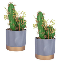 Kuber Industries Artificial Plants for Home Décor|Natural Looking Indoor Fake Plants with Pot|Artificial Flowers for Decoration-Pack of 2 (Green)