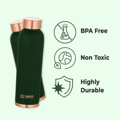 Urbane Home Copper Water Bottle | BPA Free, Non Toxic | Leakproof, Durable & Lightweight | With Added Health Benefits of Copper | Ergonomic Design & Easy to Clean | Green| 950 ml