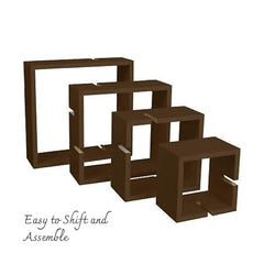 Kuber Industries Wall Shelves|Handicraft Wooden Intersecting Wall Rack|Floating Shelves Wall D?cor for Living Room,office,Set of 4,(Brown) (Pack of 3)
