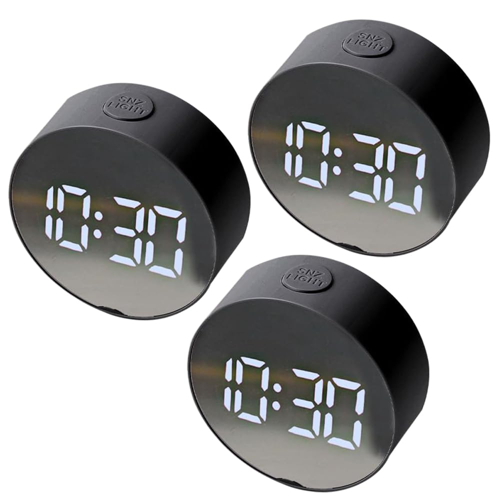 Kuber Industries ABS Battery Oprated Loud Digital Alarm Clock|Desk, Table Clock|Alarm Clock for Heavy Sleepers-Pack of 3 (Black)