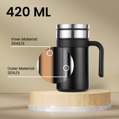 Kuber Industries Coffee/Milk Mug with Sipper Lid|Assorted Print|Unbreakable Hot Insulated|Double Wall Plastic & Stainless Steel|Size 9 X 9 X 12 Cm (Grey)-Kubmart11112, 1100 Milliliter