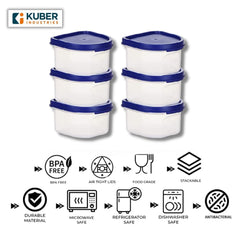 Kuber Industries Storage Utility Container|Plastic Unbreakable Food Storage Jar|Leak Roof,BPA Free Food Kitchen Organizer With Lid,250 ML,Set Of 6 (White) (Pack Of 5)
