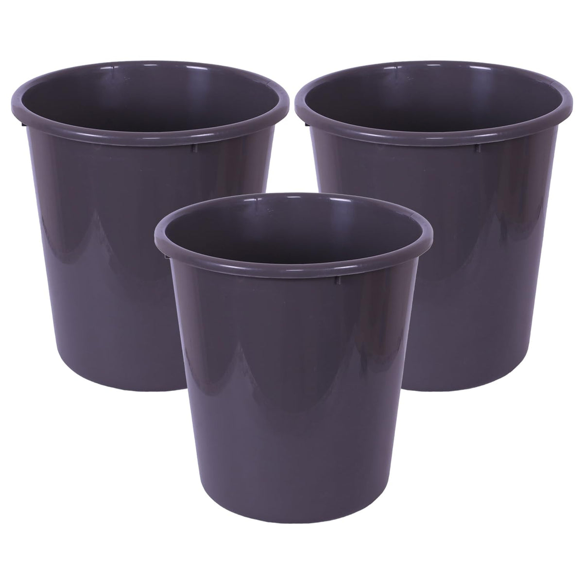 Heart Home Dustbin | Open Dustbin | Plastic Garbage Dustbin | Dustbin For Kitchen | Dustbin For Bathroom | Office Dustbin | Plain Sada Dustbin | 10 LTR | Pack of 3 | Gray