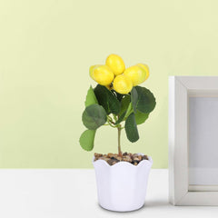 Kuber Industries Artificial Plants for Home D�cor|Natural Looking Indoor Fake Plants with Pot|Artificial Flowers for Decoration-Pack of 6 (Yellow)