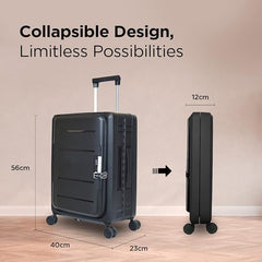 Urbane Home Luggage Bag | Trolley Bags for Travel | Collapsible Luggage Bag | 20 Inch | Black