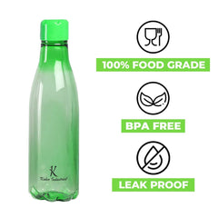 Kuber Industries BPA Free Plastic Water Bottles | Unbreakable, Leak Proof, 100% Food Grade Plastic | for Kids & Adults | Refrigerator Plastic Bottle Set of 4|Green (Pack of 5)