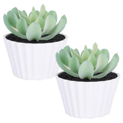 Kuber Industries Artificial Plants for Home D�cor|Natural Looking Indoor Fake Plants with Pot|Artificial Flowers for Decoration-Pack of 2 (Green)