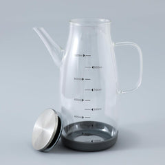 Kuber Industries Oil Dispenser | Borosilicate Oil containers for Kitchen | Oil Pourer | Glass Oil Dispenser Bottle with Cap and Handle | Oil Conatiner | 1000 ML | MRX-2307 | Pack of 6 | Transparent