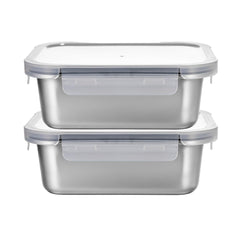 Urbane Home Stainless Steel Food Container | Leakproof | Snap Lock Lid | Airtight | Lunch Box for Office Men, Women, Kids | Steel Tiffin Box (1250ml, Pack of 2)