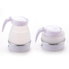 Kuber Industries Foldable Electric Kettle 600 ML | Multipurpose | Leak Proof Design | Silicone Body with 304-Stainless Steel Base | 600W | White