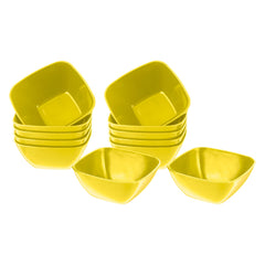 Kuber Industries Bowls|Plastic Serving Square Bowls|Katori for Kitchen|Microwave Safe Bowls for Rice|Soup|Pasta|250 ML|Pack of 12 (Green)