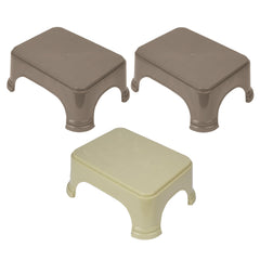Kuber Industries Bathroom Stool | Bathroom Plain Square Stool | Plastic Stool for Bathroom | Stool for Kitchen | Bathroom Patla | Support Stool for Bathroom | P6 | Pack of 3 | Multi