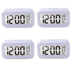 Kuber Industries ABS Battery Oprated Loud Digital Alarm Clock|Desk, Table Clock|Alarm Clock For Heavy Sleepers-Pack of 4 (White)
