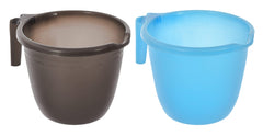 Kuber Industries Multiuses Lightweight, Unbreakable Plastic Bathroom Mug 1 Litre Pack of 2 (Black & Sky Blue)-46KM0222, Standard