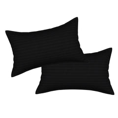 Heart Home Pillow Cover | Cotton Pillow Cover | Striped Pattern Pillow Cover | Soft Pillow Cover for Home | Pillow Cover for Bedroom | Set of 2 | Black