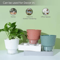 Kuber Industries Flower Pot | Flower Planter Pots for Indoor | Flower Pots for Outdoor | Pot for Garden & Balcony Flowering | Self Watering Flower Pot | P45-3..| Pack of 20 | Multi