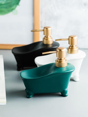 Homestic Liquid Soap Dispenser | Stoneware | Bathroom Sanitizer,Shampoo Dispenser | Ceramic Handwash Bottle for Kitchen | Soap Dispenser for Wash Basin | Bathroom Accessories | 350ml (Black)