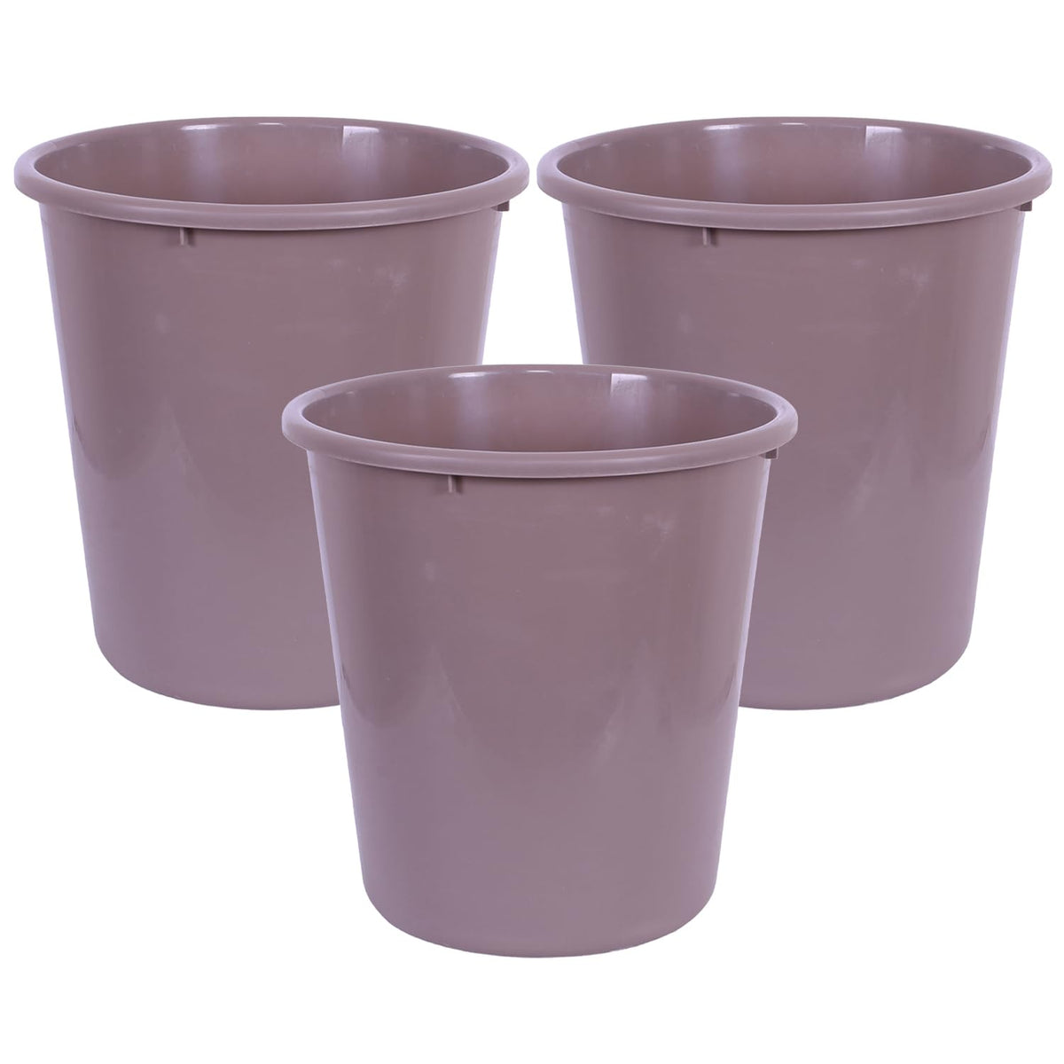 Heart Home Dustbin | Open Dustbin | Plastic Garbage Dustbin | Dustbin For Kitchen | Dustbin For Bathroom | Office Dustbin | Plain Sada Dustbin | 13 LTR | Pack of 3 | Brown