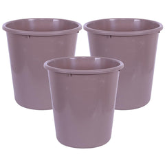 Heart Home Dustbin | Open Dustbin | Plastic Garbage Dustbin | Dustbin For Kitchen | Dustbin For Bathroom | Office Dustbin | Plain Sada Dustbin | 13 LTR | Pack of 3 | Brown