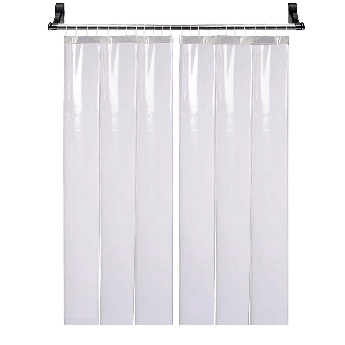 Kuber Industries 0.50mm 3 strips Stain Resistant, Waterproof PVC Shower/AC Curtain, 7 Feet Pack of 2 (Tranasparent)