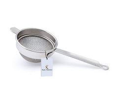 Heart Home 3 Pieces Stainless Steel Double Mesh Tea Strainer Chalni 8, 9, 10 cm Diameter (Silver) CTHH018942